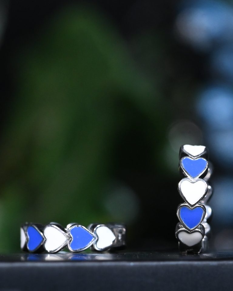 Blue Heart Stack Studs