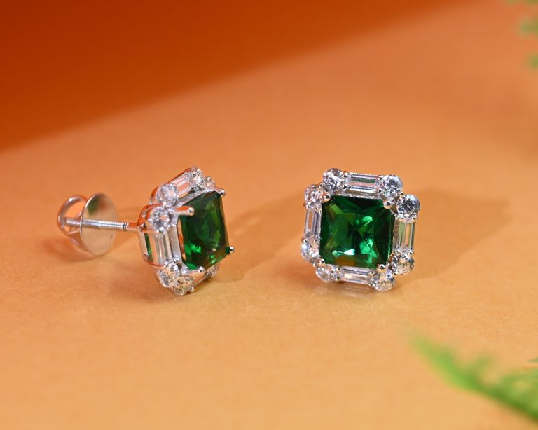 Emerald Halo Studs