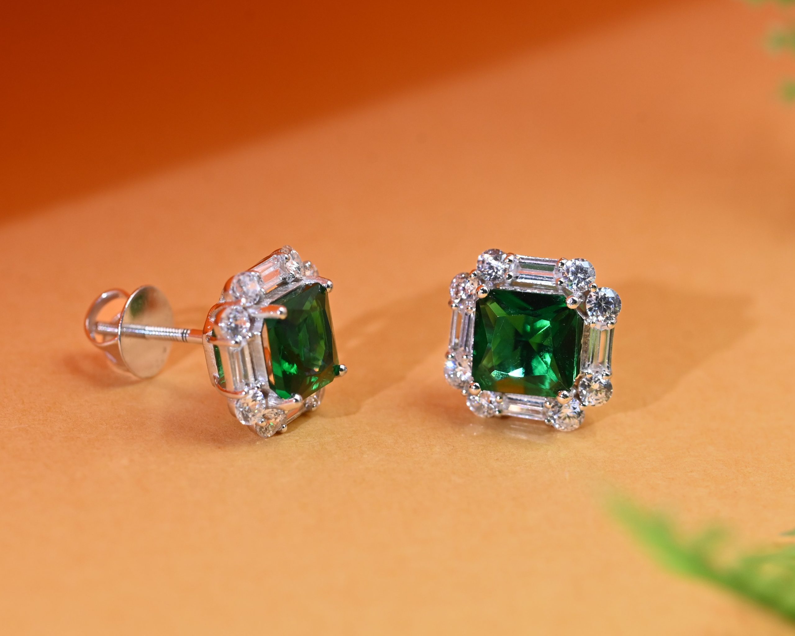 Emerald Halo Studs